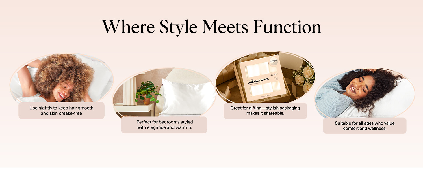 Kitsch Satin Pillowcase Standard Ivory 2pcs