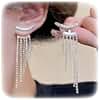 Silver Tassel Prom Earrings Long Sparkly Rhinestone Tassel Dangle Drop Earrings for Women Wedding Jewelry