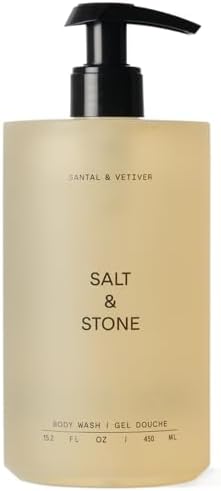 Salt & Stone Antioxidant-Rich Body Wash - Santal & Vetiver | Cleanse, Nourish & Soften Skin with Niacinamide & Hyaluronic Acid | Free From Parabens, Sulfates & Phthalates (15.2 fl oz)