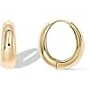 PAVOI 14K Gold Plated 925 Sterling Silver Post Small Chunky Hoop Earrings - Thick Lightweight Gold Hoop Earrings for Women