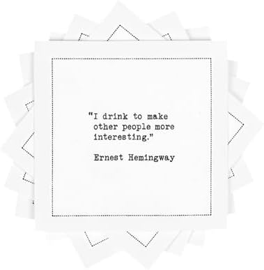 Five Star Funny Drinking Quotes | White Cotton Cocktail Napkins | 50 Luxury Disposable Beverage Napkins with Witty Bar Quotes | Drink Napkins for Parties, Bars, Weddings & Game Nights