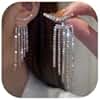 Silver Rhinestone Tassel Earrings for Women Fringe Dangle Drop Lightweight Earrings Jewelry Gifts