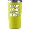Onebttl Tennis Gifts for Men Women Lovers, Fuzzy Flurry Themed 20 oz Stainless Steel Tumbler, Novelty Gift for Players, Coaches - Tears of the People I Beat