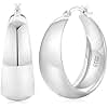 Senteria Thick Silver Hoop Earrings 925 Sterling Silver Hoop Earrings for Women Hypoallergenic Chunky Hoops Earring Lightweight Big Large Silver Hoops Earring for Women 30 MM