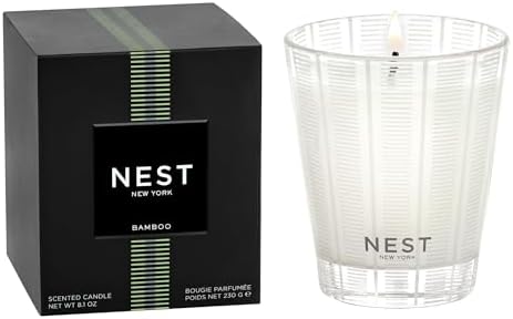 NEST New York Scented Classic Candle, Bamboo - 8.1 oz - Up to 60-Hour Burn Time - Reusable Glass Vessel
