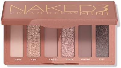 URBAN DECAY Naked 3 Mini Eyeshadow Palette - 6 Soft Pink Shadows, Multi-Use Matte & Shimmer Finishes, Ultra-Blendable Everyday Rosy Neutrals, Long-lasting Up to 12HR Wear, Travel Makeup with Mirror