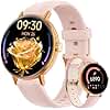 Yoever Smart Watches for Women,1.27" HD Fitness Tracker Answer/Make Call, Heart Rate/Sleep/SpO2,Round Smart Watch for iPhone/Samsung/Android,IP68 Waterproof,110+ Sport Mode-Pink(2 Bands)