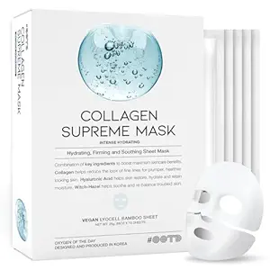 #OOTD Collagen Hydrating Sheet Masks for Face Korean Anti Aging Mask Sheet for Dry Skin &amp; Sensitive Skin, EVE Vegan, Not Tested on Animals, No Parabens, No Sulfates, Hyaluronic Acid, Witch Hazel 10EA