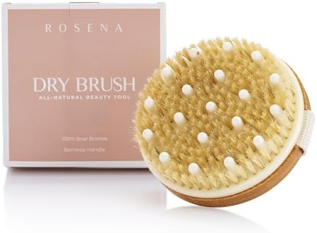 Dry Brushing Body Brush - Best for Exfoliating Dry Skin, Lymphatic Drainage and Cellulite Treatment - Organic Spa Exfoliation and Massage Scrub Brush with Natural Boar Bristles