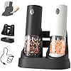 CIRCLE JOY Electric Salt and Pepper Grinder Set Automatic Salt and Pepper Mills Set with Easy-to-Carry Charging Base and LED Light, USB Rechargeable, Upgrade External Adjustable Coarseness