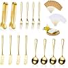 Patelai Charcuterie Boards Accessories Charcuterie Utensils Set Cheese Butter Spreader Knives Stainless Steel Mini Serving Tongs Spoons Forks and Toothpick Flags for Appetizers Pastry(Golden)