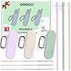 Doboli Reusable Straws with Case,12 inch Long Silicone Reusable Straws with Case, Portable Straw Foldable Drinking Travel Straw, Compatible with Stanley Owala 40 oz 30 oz Cup Tumbler 3 Set