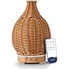 Boho Essential Oil Diffuser for Home Rattan Weaving with Remote Control, 100mL 7 Changing Color Lights Ultrasonic Aroma Humidifier, Noiseless Auto-Off Sleep Mode for Bedroom Office Workout