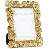 Cuspin 5x7 Picture Frame Vintage Gold Frames, Ornate Leaf Textured Hand-Crafted Resin with Glass Front, Gold Picture Frames for Tabletop Display, Retro Design Home Decor