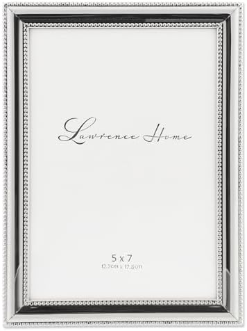 Lawrence Frames 510757 Metal Picture Frame Silver-Plate with Delicate Beading, 5 by 7-Inch
