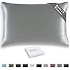ZIMASILK 25 Momme 100% Pure Mulberry Silk Pillowcase for Hair and Skin Care, Highest Grade 6A Pillow Cases for Women, Long-Lasting Durablity, Gift for Women Men, 1Pc (Standard 20"x26", Iron Gray)