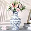 Maxcheck 9 Inch Blue and White Vase Chinoiserie Ceramic Porcelain Chinese Handmade Oriental Vase for Home Office Bookshelf Table Decor(Blue B)