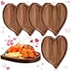 Suzile 6 Pcs Heart Shaped Cheese Board Charcuterie Plate Acacia Wood Serving Tray Dinner Cake Plate Reusable Heart Dish Platter for Snack Food Cake(8.5 x 8.5 Inch)
