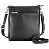 befen Small Black Genuine Leather Crossbody Purses for Women Travel Cross Body Bags with Adjustable Shoulder Strap