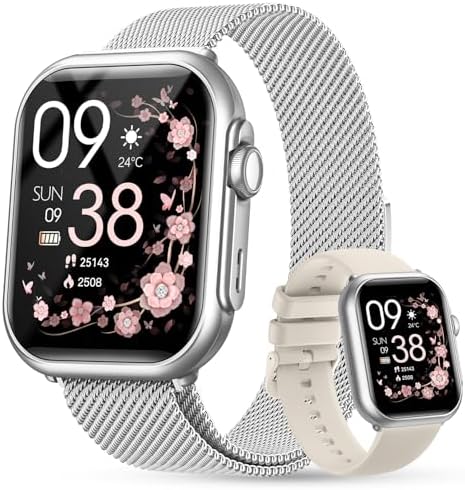 Smart Watches for Women for iPhone Android: 1.85" Smart Watch with 30 Days+ Battery Life Make/Recive Call Heart Rate SpO2 Sleep Monitor 120+ Sport IP68 Waterproof Fitness Tracker Reloj Pedometer