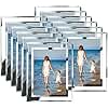 Hoikwo Bulk 5x7 Picture Frames, 12 Packs Silver Photo Frames 5 by 7, Glass Wedding Frames 5x7, Clear Mirror Wedding Photo Frames, Only for Tabletop Display Vertically or Horizontally