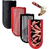 Patelai 4 Pcs Cast Iron Skillet Handle Covers Heat Resistant Pot Handle Covers Non Slip Cotton Pot Sleeves Holder Mitts Machine Washable for Kitchen Baking Cooking Cookwares(Striped Style)