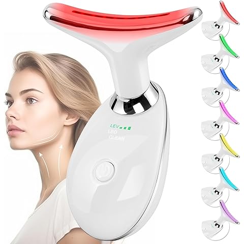 Facial Massager Face and Neck, Face &#xd835&#xddb2 culpting Wand Tool with 7 Color - Birthday, Christmas, Mothers Day, Valentines Day Gifts for Her Women Mom Best Friend Wife Teacher (White)