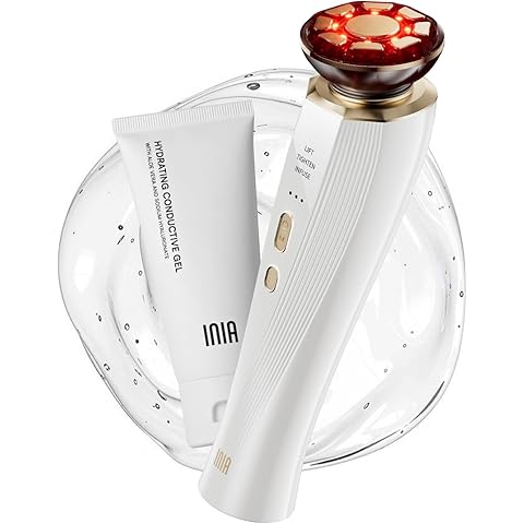 INIA 3-in-1 Red Light Therapy for Face and Neck Beauty Device for Puffiness & Skin Firming Skincare Tool (White)