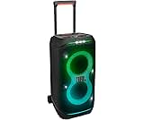 JBL PartyBox Stage 320 - Portable Party Speaker with Telescopic Handle & Wide, Sturdy Wheels, Powerful JBL Pro Sound, Futuristic lightshow, Up to 18 Hours of Play time, Splash Proof (Black)