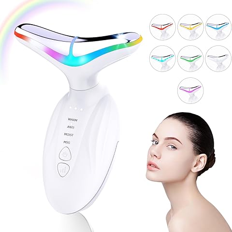 Facial and Neck Massager - SIQUER Red Light Therapy for Face 7 in 1 Face Sculpting Tool Multifunctional Face Lift Device for Lifting Double Chin and Skin Care, White
