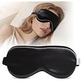 CroYumert 100% Pure Mulberry Silk Eye Mask - 22 Momme Adjustable Strap, Light Blocking, with Burn Test Card, Silk Storage Bag