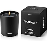 Apotheke Signature Scented Candles for Home, Charcoal - 10.5 oz - Soy Wax, Non Toxic, Large Jar Black - Luxury Candle Gifts f