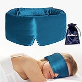 iCooBreeze 100% Natural Silk Eye Mask for Women Men, Soft Pressureless Cooling Blackout Eye Covers for Sleeping, Large Size S