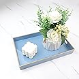 Spsyrine Blue Bathroom Vanity Tray with Handles for Dresser Tops, Countertop, Perfume Decorative Tray, 11.8” * 7.87” *1.37”