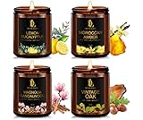 Christmas Scented Candle Set, Men Women Candle Set, Christmas Holiday Candle Gifts, 4Pack 28oz Soy Candles, Scents of Lemon Eucalyptus/Moroccan Amber/Magnolia & Sandalwood/Vintage Oak