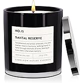 LUMELOOM Santal Reserve Luxury Scented Candles, 9oz Soy Wax Candles for Home Scented, Sandalwood, Amber, Iris & Leather Scent