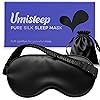 Umisleep Sleep Mask for 100% Pure Mulberry Silk, 22 Momme 6A Soft Eye Masks for Sleep, Adjustable Sleep Masks for Women Men, Light Blocking Sleeping Mask, Silk Eye Mask for Sleeping, Blindfold, Black