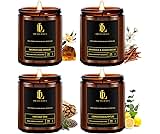 Christmas Scented Candles Set, Soy Candles for Home Scented, 4 Pack 28oz Christmas Candle Gifts for Men Women, Scents of Magnolia & Sandalwood/Moroccan Amber/Lemon Eucalyptus/Vintage Oak