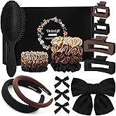 HairChrysm Hair Accessories Kit for Women, 27 PCS Set Included Hair Scrunchies, Claw Clips, Bow Clips, Hair Brush and Headban