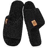 Dokela Fuzzy Open Toe Slippers for Women Soft Memory Foam Indoor House Shoes Slip On Cozy Bedroom Slippers Ladies Lightweight