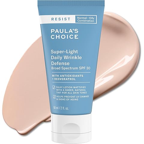 Paula's Choice RESIST Super-Light Daily Wrinkle Defense Mineral Sunscreen, SPF 30 Face Sunscreen for Oily Skin, Matte Tinted Face Moisturizer, UVA/UVB Protection, Fragrance-Free