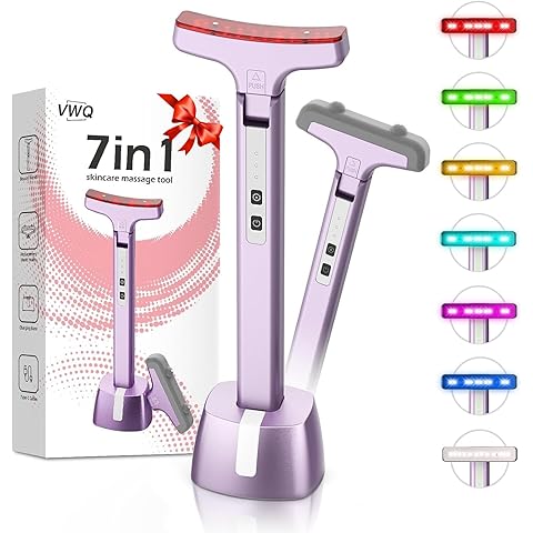Red Light Therapy for Face, Eyes and Neck, Red Light Therapy Wand, 7 Color Led Ligh...