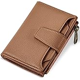 Airkit Small Wallet Women RFID Blocking Soft Leather Bifold Compact Card Holder Wallet for Women with Zipper Coin Pocket 4 ID