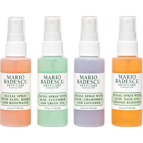 Mario Badescu Facial Spray Collection with Rose Water, Cucumber, Lavender and Orange Blossom, Multi-Purpose Cooling and Hydrating Face Mist for All Skin Types, Dewy Finish