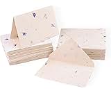 Kathmandu Valley Co. 50 Vintage 4x6 Handmade Lokta Paper Nepali Cherish Greeting Cards & Matching Decorative Flower Petal Envelopes. Folded blank cards. Handmade In Nepal. (Cornflower)