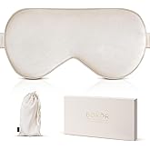 BOKOR Adjustable Silk Sleep Eye Mask for Women and Men, Luxury Mulberry Silk Eye Cover, Light-Blocking Improve Sleep Quality,
