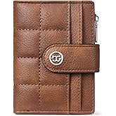 BOSTANTEN Small Wallet for Women Leather RFID Blocking Card Holder Bifold Compact Wallets With Zipper Coin Pocket Brown