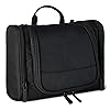 Amazon Essentials 宽敞洗漱包,带隔层的悬挂化妆品 Dopp 套装,便携,涤纶,黑色(以前为亚马逊基础款)