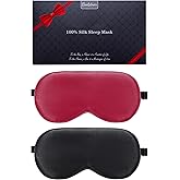 BeeVines 100% Real Mulberry Silk 2 Pack Sleep Mask, Pure Silk Eye Masks with Adjustable Strap for Sleeping, 100% Block Light 