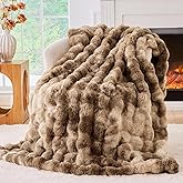 BENVWE Fluffy Faux Fur Throw Blanket for Couch - Soft, Plush, Thick, Cozy, Fuzzy Luxury Minky Bubble Blanket for Home Living 